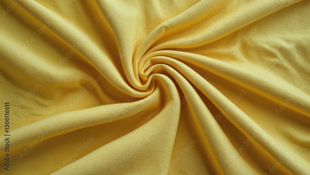 Poster yellow textile fabric texture with soft waves and folds, perfect for backgrounds and design projects