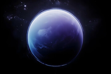 Fototapeta premium Glowing Blue Planet In Space Illustration With Stars And Dark