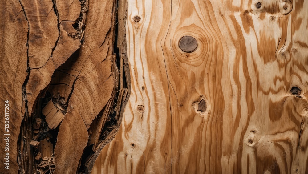 Poster natural wood plywood texture featuring intricate patterns and variations, ideal for backgrounds and 