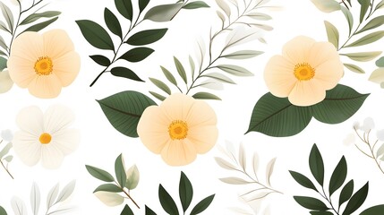 Elegant Floral Pattern Seamless Design Botanical Illustration