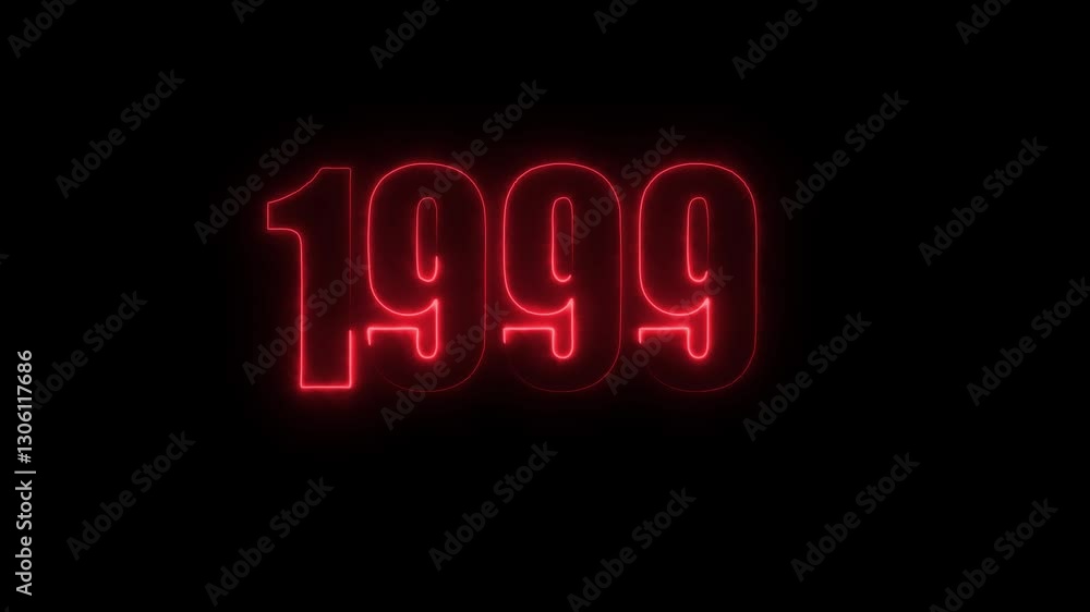 Poster 1999 neon line text. abstract 1999 neon text animation, glowing text animation black background