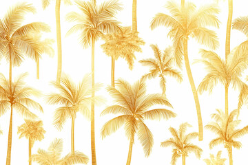 Fototapeta premium Golden Palm Trees Abstract Background Illustration With Tropical