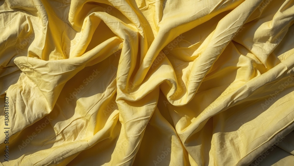 Poster textured yellow fabric draped with soft shadows creating an elegant background for creative design a