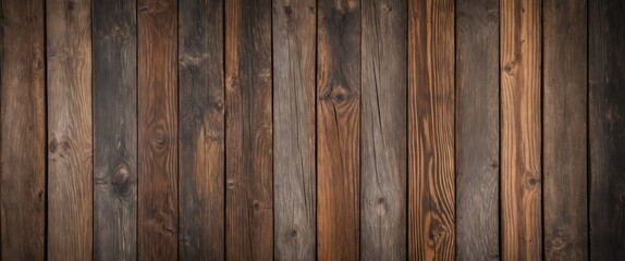 Fototapeta premium Rustic wooden background featuring a seamless pattern of varying shades and textures of aged wood planks ideal for design and decoration projects.