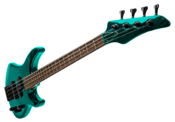 Electric bass guitar isolated on white background, Electric guitar on white background with work path.