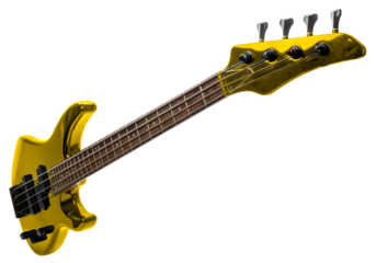 Electric bass guitar isolated on white background, Electric guitar on white background with work path.