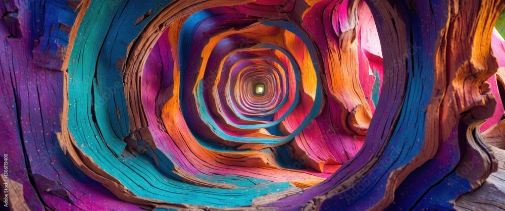 Poster vibrant colorfully painted wood texture creating a mesmerizing abstract tunnel background for design