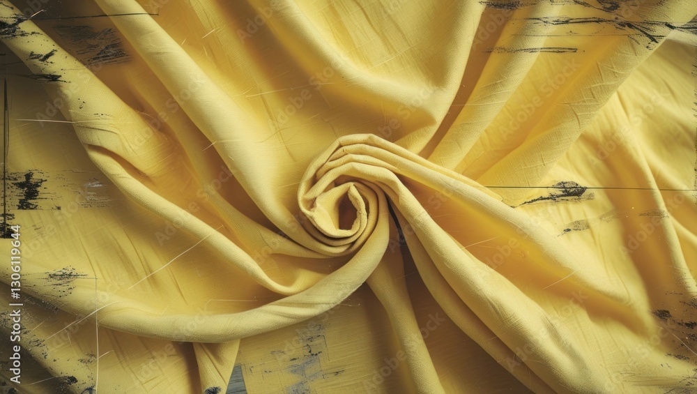 Aufkleber wrinkled yellow fabric background with an abstract theme featuring an analog photo filter and subtle