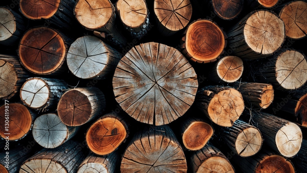 Poster wooden logs texture background viewed from above showcasing natural patterns and earthy tones for ru