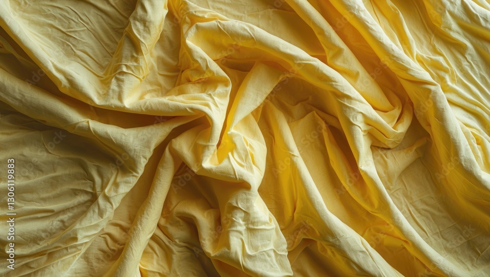 Poster textured yellow fabric background with intricate wrinkles creating a warm and inviting atmosphere id