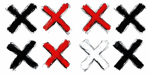 Obraz premium Grunge Cross Marks Illustration With Red Black White Colors And