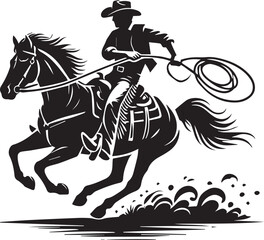 Fototapeta premium horse and rider, cowboy horse silhouette vector icon black and white eps file