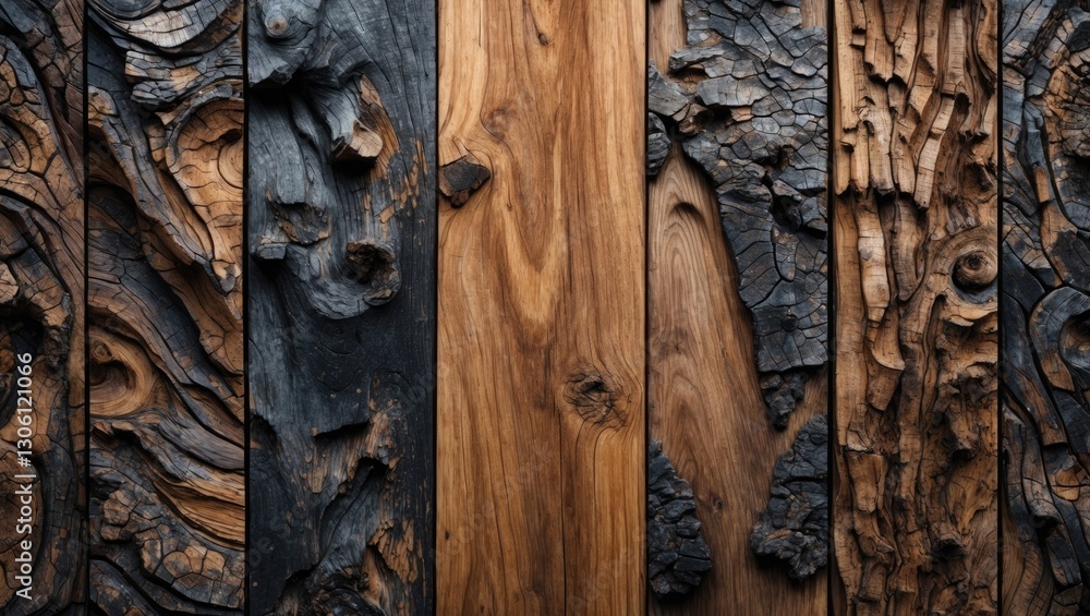 Poster natural wood texture background featuring intricate patterns and contrasting colors of weathered and
