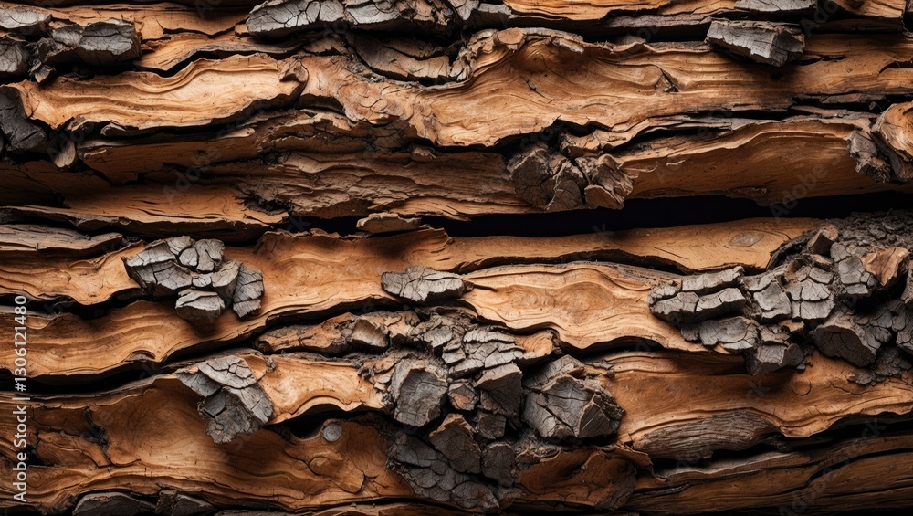 Poster natural wood texture with intricate bark patterns showcasing rich brown tones and unique surface det