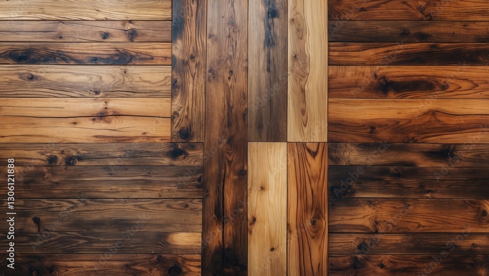 Poster rustic wooden floor texture with varying shades and grains detailed from a top view perspective suit