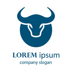 aggressive horned bull head logo design