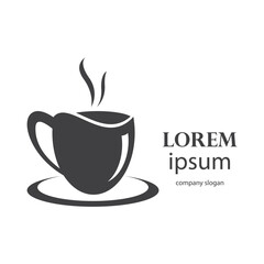 logo design of hot coffee in a glass with smoke