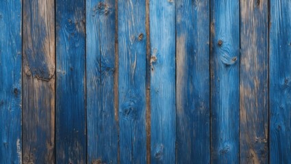 Naklejka premium Denim blue wooden plank fence with weathered texture perfect for backgrounds and nature-themed designs