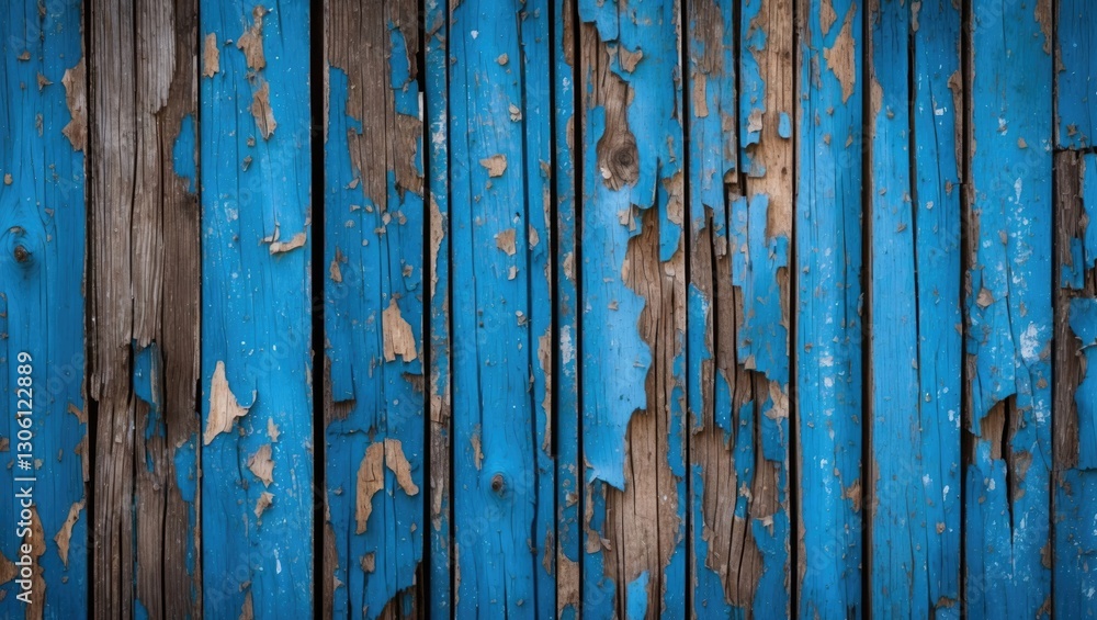 Poster weathered blue wooden planks with peeling paint creating a rustic background texture ideal for photo