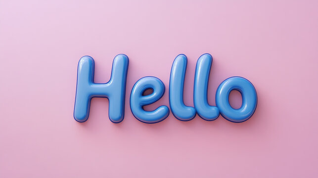 3D text hello on a pink background