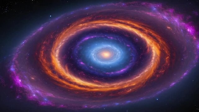 Surreal space galaxy spinning in the center