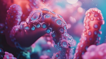 Obraz premium Close up of an octopus tentacle with vibrant colors.