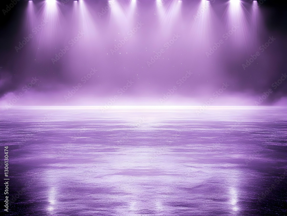 Poster purple abstract stage background with light and reflection realistic