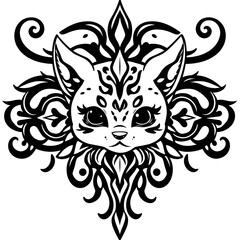 Fototapeta premium Bold Black Tribal Symmetrical Tattoo Design 