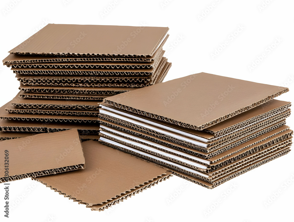Poster realistic image of multiple stacks of cardboard boxes with brown