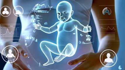 Holographic unborn baby in womb - Powered by Adobe