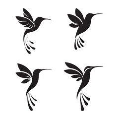 Hummingbird Silhouette - Minimalist Bird Logo, Nature Icon