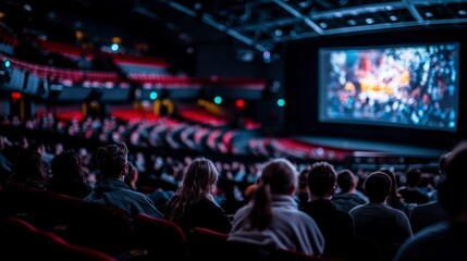Movie Theater Audience Watching Film  Cinema  Screen  Entertainment