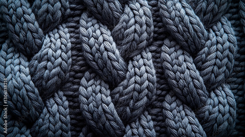 Poster Gray knitted fabric background with a small repeating pattern, creating a textured appearance