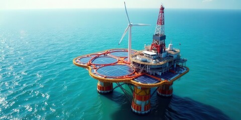 Fototapeta premium Offshore Platform Combining Renewable Energy Sources A Sustainable Energy Solution for the Future
