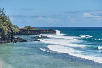 Naklejka premium Le Gris Gris cliffs and beach on the south coast of Mauritius island, Africa