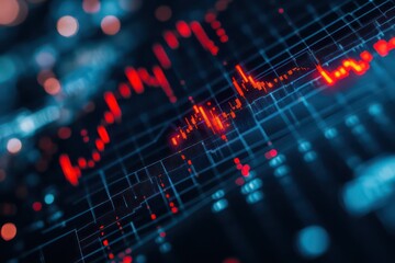 Fototapeta premium A visual representation of an economic crisis, stock graphs dropping sharply, anxious investors, business turbulence, hyper-detailed stock market crash