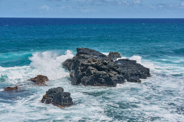 Coastline rock formations on the south part of Mauritius island, Gris Gris cape, Africa