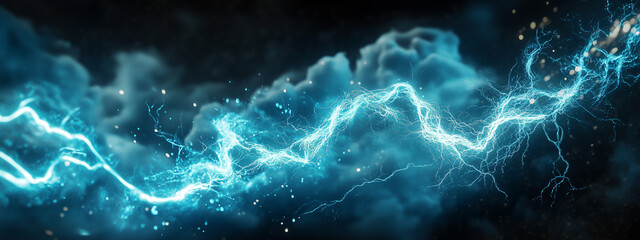 Lightning cracked through the heavy rain, illuminating the dark sky with fierce, jagged streaks.