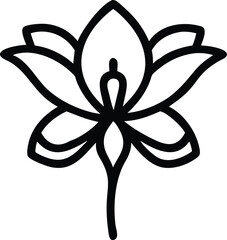 Black and white illustration, minimalist rose design, bold outlines, simplified flower shape, single stem with leaves, graphic art style, clean lines, iconic rose symbol, stylized floral motif, high c