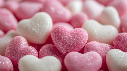 Obraz premium A Close-Up of Pink and White Heart-Shaped Candies
