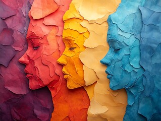 Bipolar disorder emotions depicted through layers of paper, symbolizing the clash of happiness and depression, unstable psychosis, visual metaphor of emotional extremes