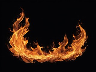 Fototapeta premium Burning fire flame on black background with copy space