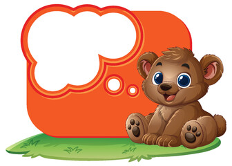 Obraz premium Cute Bear with Speech Bubble