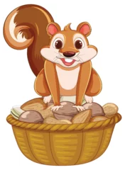 Happy Squirrel with Nut Basket