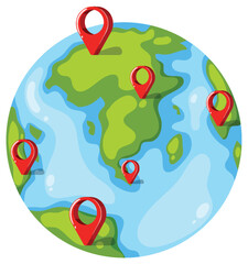 Fototapeta premium Global Connectivity and Location Markers