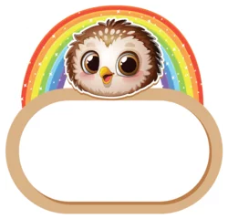 Cute Owl with Rainbow Frame