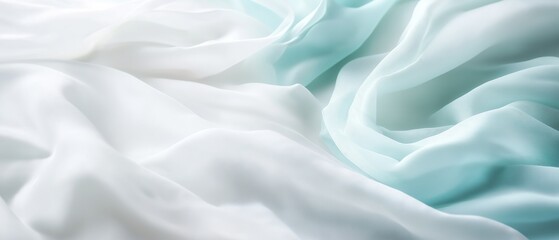 Obraz premium Elegant White And Teal Silk Fabric