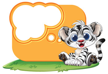 Cute Tiger Cub with Speech Bubble