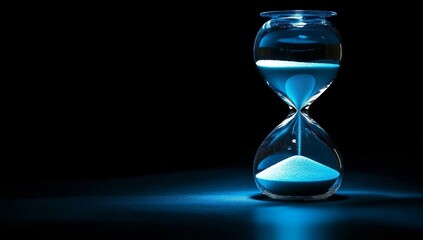 Hourglass With Blue Light On Black