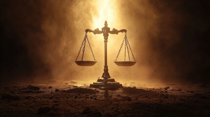 A bright light breaking through the darkness, revealing a balanced scale Illustrating truth and justice overcoming corruption.